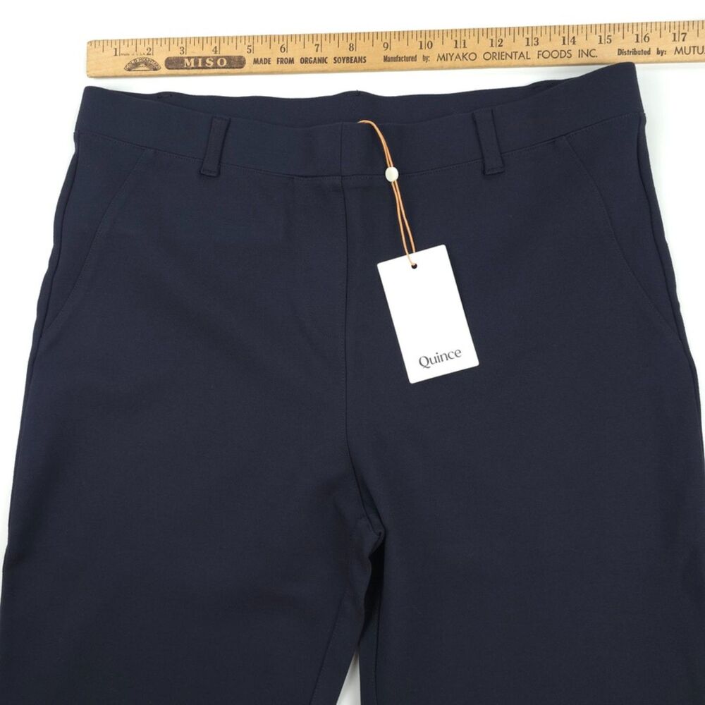 NWT Quince Ultra-Stretch Ponte Straight Leg Pants Navy Old Money Quiet Luxury - Picture 2 of 8